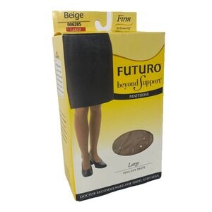 Futuro Beyond Support Pantyhose Firm Support 20-30 mm/Hg Compression Large Beige